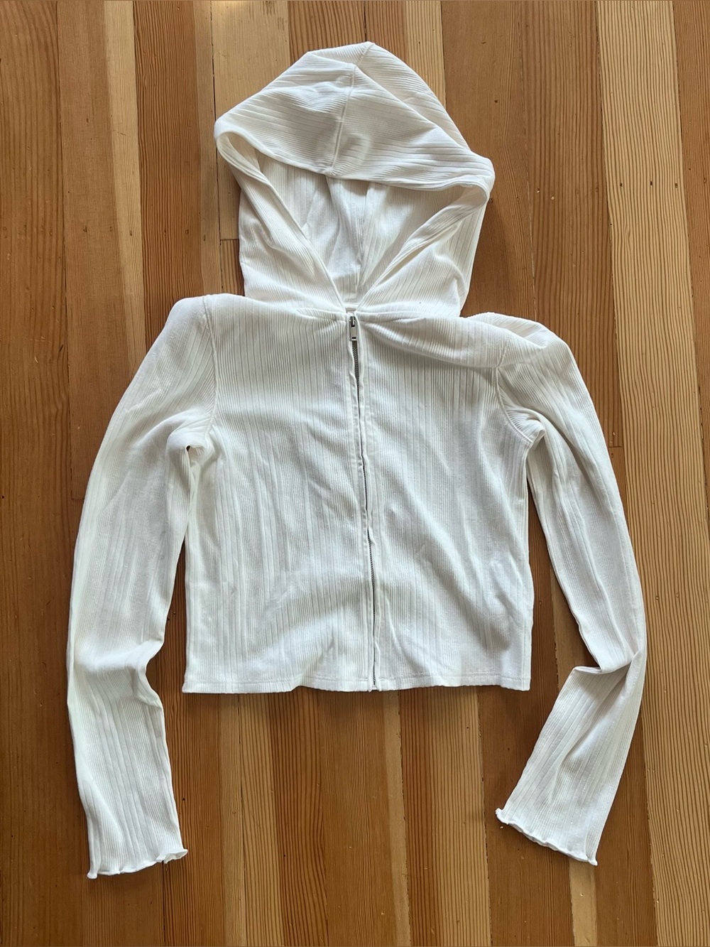 Everlane Cotton Crop Zip Up Hoodie